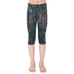 Forest Jungle Trees Tropics Kids  Capri Leggings 