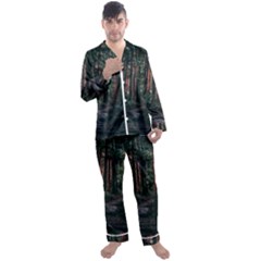 Forest Jungle Trees Tropics Men s Long Sleeve Satin Pajamas Set