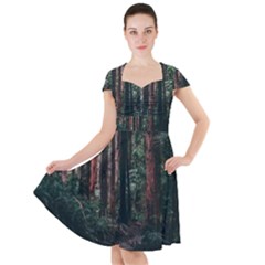 Forest Jungle Trees Tropics Cap Sleeve Midi Dress