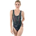 Forest Jungle Trees Tropics High Leg Strappy Swimsuit View1