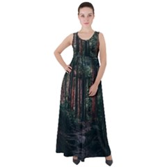 Forest Jungle Trees Tropics Empire Waist Velour Maxi Dress