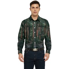 Forest Jungle Trees Tropics Men s Long Sleeve Pocket Shirt 