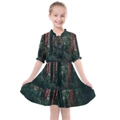 Forest Jungle Trees Tropics Kids  All Frills Chiffon Dress