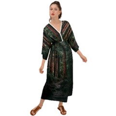 Forest Jungle Trees Tropics Grecian Style  Maxi Dress