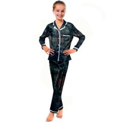 Forest Jungle Trees Tropics Kids  Satin Long Sleeve Pajamas Set