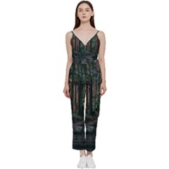 Forest Jungle Trees Tropics V-neck Camisole Jumpsuit