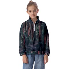 Forest Jungle Trees Tropics Kids  Half Zip Hoodie