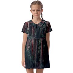 Forest Jungle Trees Tropics Kids  Asymmetric Collar Dress