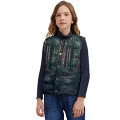 Forest Jungle Trees Tropics Kid s Button Up Puffer Vest	