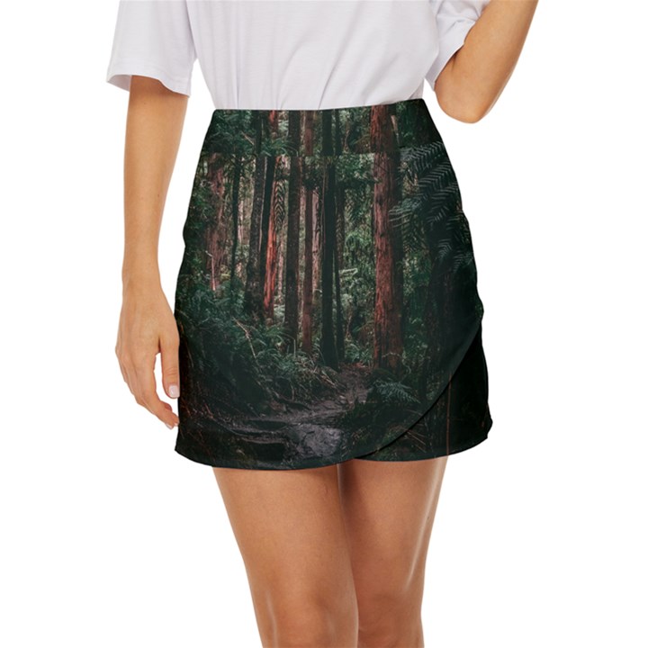 Forest Jungle Trees Tropics Mini Front Wrap Skirt