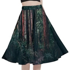 Forest Jungle Trees Tropics A-line Full Circle Midi Skirt With Pocket