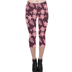 Cherry Blossoms Japanese Capri Leggings 