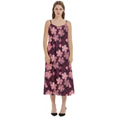 Cherry Blossoms Japanese Casual Spaghetti Strap Midi Dress