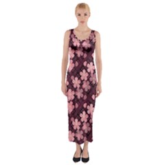 Cherry Blossoms Japanese Fitted Maxi Dress