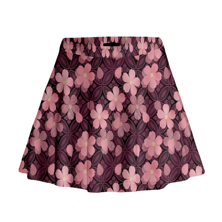 Cherry Blossoms Japanese Mini Flare Skirt