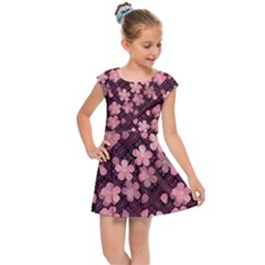 Cherry Blossoms Japanese Kids  Cap Sleeve Dress