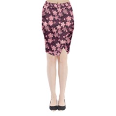 Cherry Blossoms Japanese Midi Wrap Pencil Skirt