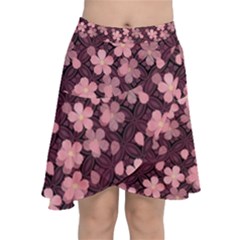 Cherry Blossoms Japanese Chiffon Wrap Front Skirt