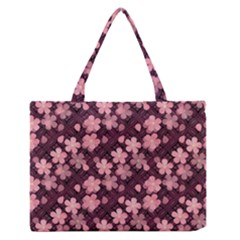 Cherry Blossoms Japanese Zipper Medium Tote Bag