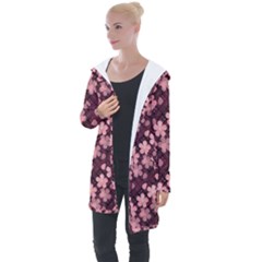 Cherry Blossoms Japanese Longline Hooded Cardigan