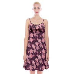 Cherry Blossoms Japanese Spaghetti Strap Velvet Dress