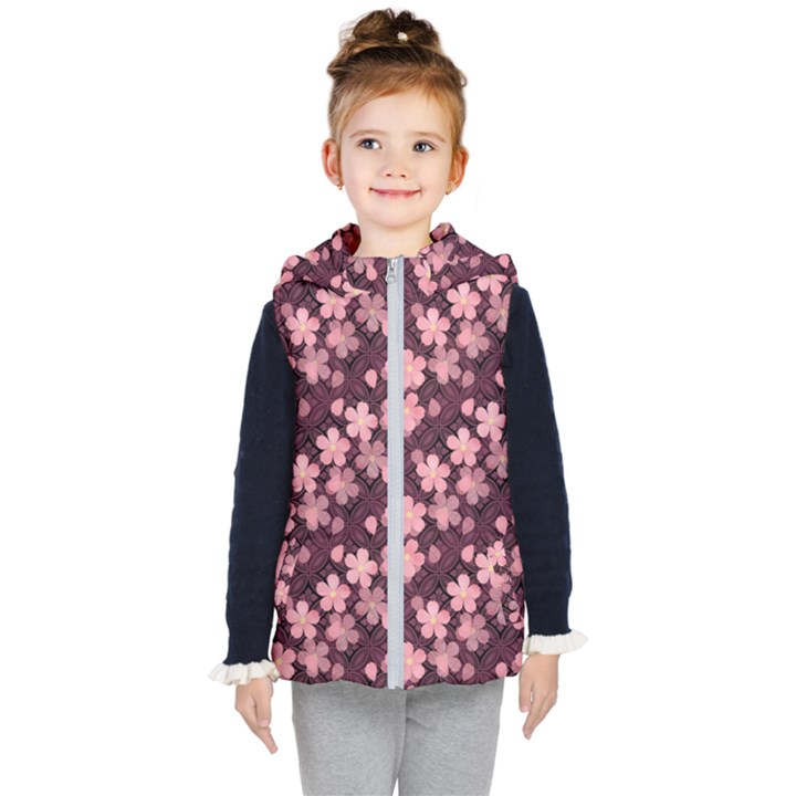 Cherry Blossoms Japanese Kids  Hooded Puffer Vest