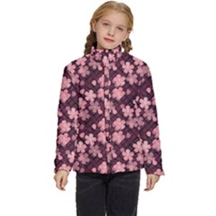 Cherry Blossoms Japanese Kids  Puffer Bubble Jacket Coat