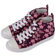 Cherry Blossoms Japanese Women s Mid-top Canvas Sneakers