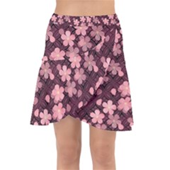 Cherry Blossoms Japanese Wrap Front Skirt