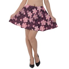 Cherry Blossoms Japanese Velvet Skater Skirt