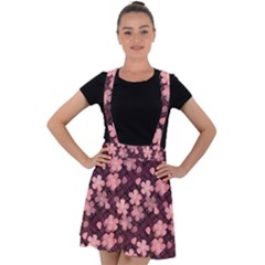 Cherry Blossoms Japanese Velvet Suspender Skater Skirt