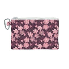 Cherry Blossoms Japanese Canvas Cosmetic Bag (medium)