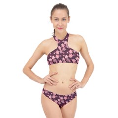 Cherry Blossoms Japanese High Neck Bikini Set