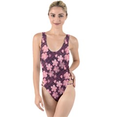 Cherry Blossoms Japanese High Leg Strappy Swimsuit