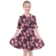 Cherry Blossoms Japanese Kids  All Frills Chiffon Dress