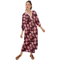 Cherry Blossoms Japanese Grecian Style  Maxi Dress