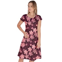 Cherry Blossoms Japanese Classic Short Sleeve Dress