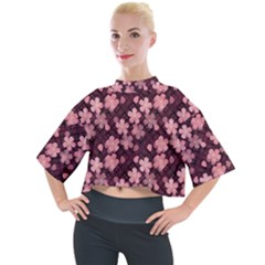 Cherry Blossoms Japanese Mock Neck T-shirt