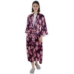 Cherry Blossoms Japanese Maxi Satin Kimono