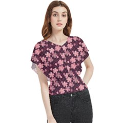 Cherry Blossoms Japanese Butterfly Chiffon Blouse