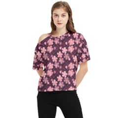 Cherry Blossoms Japanese One Shoulder Cut Out T-shirt