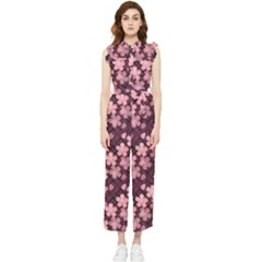 Cherry Blossoms Japanese Women s Frill Top Chiffon Jumpsuit