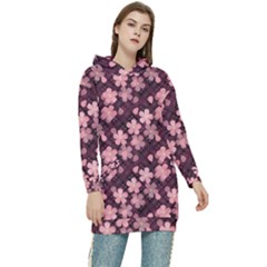 Cherry Blossoms Japanese Women s Long Oversized Pullover Hoodie