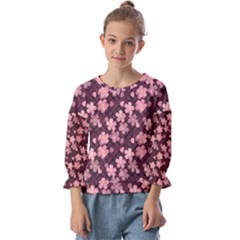 Cherry Blossoms Japanese Kids  Cuff Sleeve Top