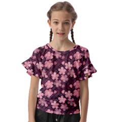 Cherry Blossoms Japanese Kids  Cut Out Flutter Sleeves