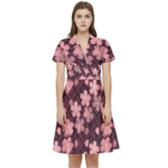 Cherry Blossoms Japanese Short Sleeve Waist Detail Dress