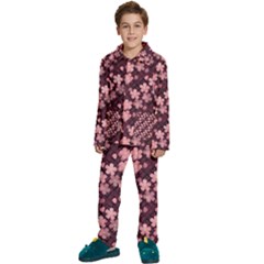 Cherry Blossoms Japanese Kids  Long Sleeve Velvet Pajamas Set