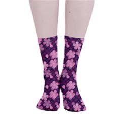 Cherry Blossoms Japanese Smooth Crew Length Tube Socks