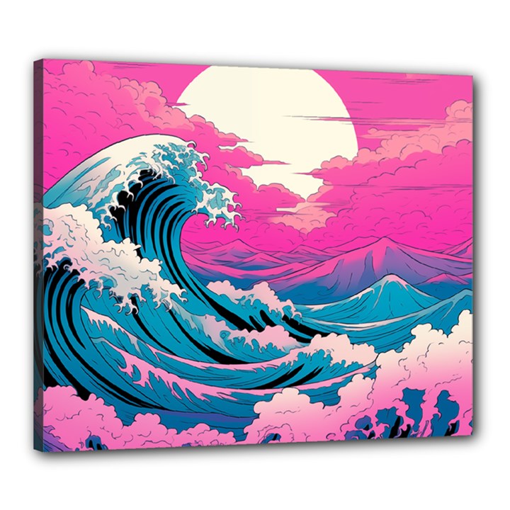 Waves Mountains Sky Canvas 24  x 20  (Stretched)