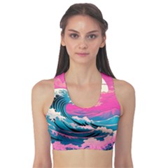 Waves Mountains Sky Fitness Sports Bra